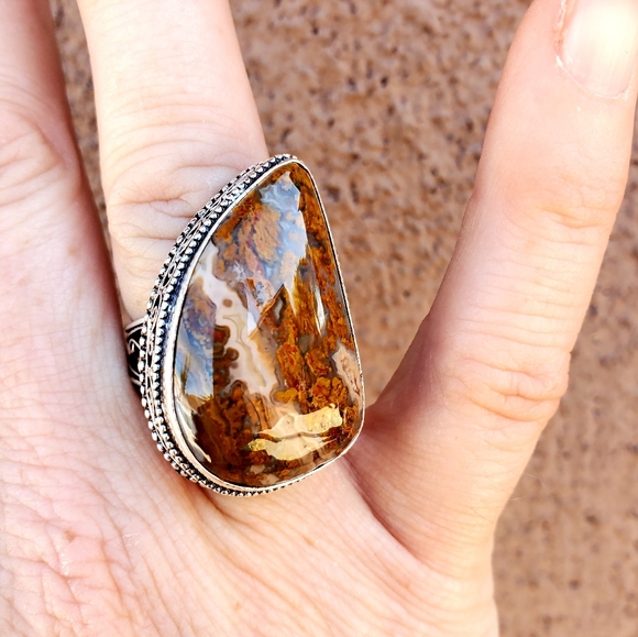 New Seam Agate 925 Silver Ring. - Picture 5 of 8